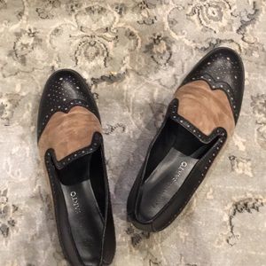 Franco Sarto Black and Tan loafers